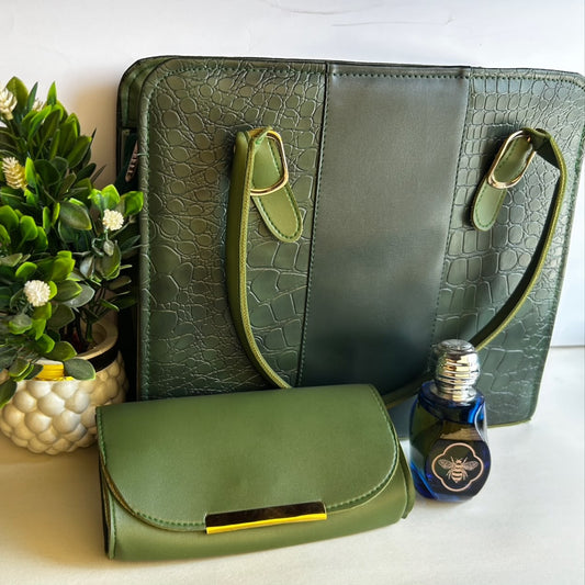 GREEN CROCODILE TOTE BAG